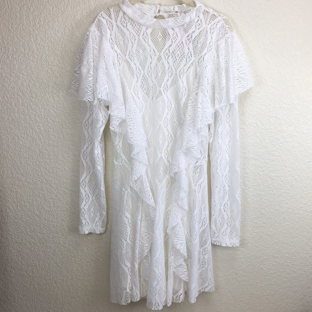 ✨NWT Free People Mock Neck Lace Dress Ivory - Picture 5 of 8